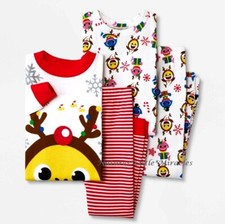 Baby Shark Pajamas Size 2T-5T Boys Girls Toddler 100 Cotton 4 piece set 2 3 4 5