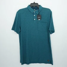 The Normal Brand Men's Short-Sleeve Polo S Teal Heather Solid 100% Cotton NWT