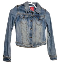 Lux Jeans Embroidered Collar Heavy Stitch Denim Jacket Size Small Button Up