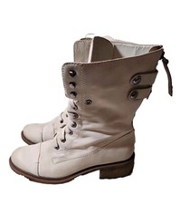 Sam Edelman Womens Boots Leather Darwin Combat Clay easy back zipper Size 8.5