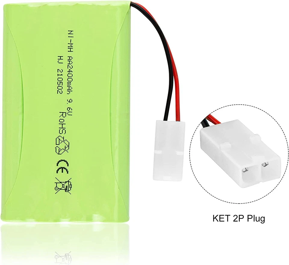 9.6v 2400mAh Ni-MH Rechargeable Battery Pack KET 2P Connector for RC Car Truck - Image 4 of 4