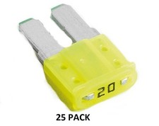 25 PACK - MICRO 2 BLADE FUSES - 20 AMP AUTOMOTIVE ULTRA MINI FUSES ATRM20-25PK