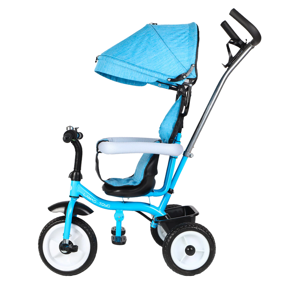 Triciclo Passeggino Per Bambini - Con Manico Di Spinta E Tettuccio | Colore Viola - Foto 7