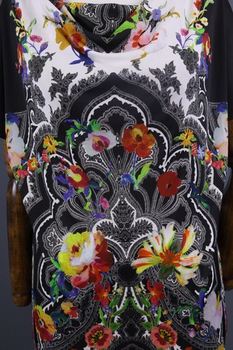 ETRO MILANO Multicolor Abstract Art Short Sleeve A-Line Knee Dress Size 44 - Picture 5 of 13