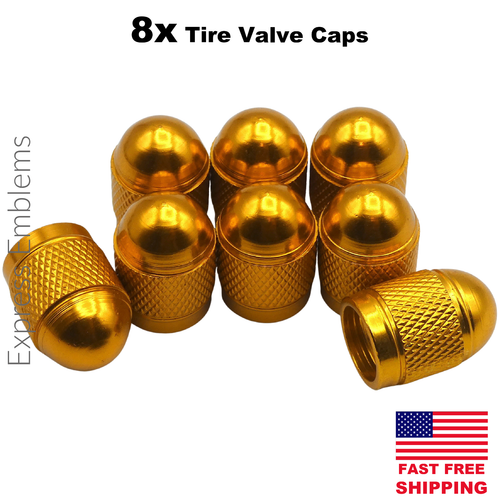 8X ALUMINUM BULLET STYLE TIRE/RIM VALVE/WHEEL AIR PORT COVER STEMS CAP/CAPS GOLD - Picture 2 of 9