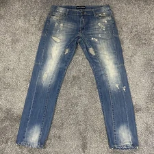 Chapel & Greed 36x30 Mens Blue Distressed Denim Jeans