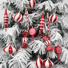 Christmas 14Pcs Red White Candy Cane Ornament Hanging Decorations Xmas Party