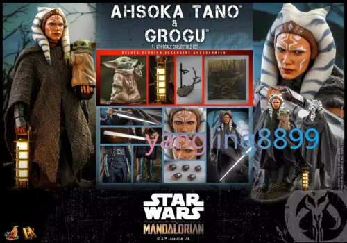 Hot Toys Star Wars Mandalorian Ahsoka Tano & Grogu 1/6 Figure Set Collectible BN
