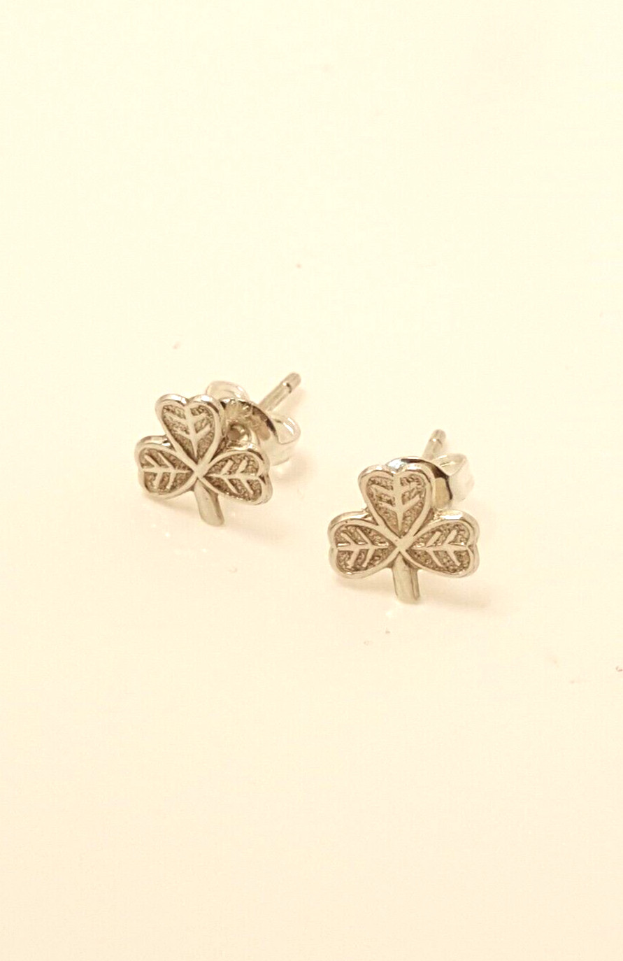 Gorgeous Solid Three Leaf Clover Stud Earrings 92… - image 16