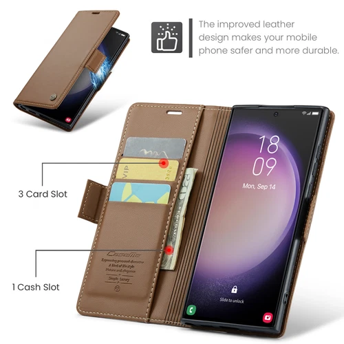 Custodia telefono in pelle PU per Samsung S24 S23 S22 S21 S20 slot scheda supporto pieghevole - Foto 33 di 66