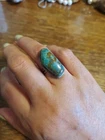 Vintage  Sterling Silver  Blue Turquoise With Brown Metric  Ring  Size 7