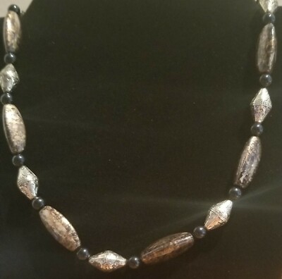 **Vintage Regal Acrylic Marbleized ''lacquered'' Beads Necklace**