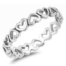 Eternity Plain Heart Band .925 Sterling Silver Ring