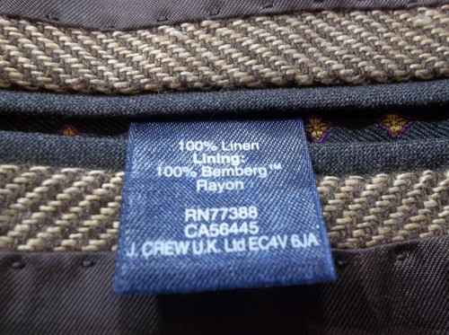 J. Crew Ludlow Brown Herringbone Linen Two Button Sport Coat Size 39 Short 39S - Picture 10 of 10