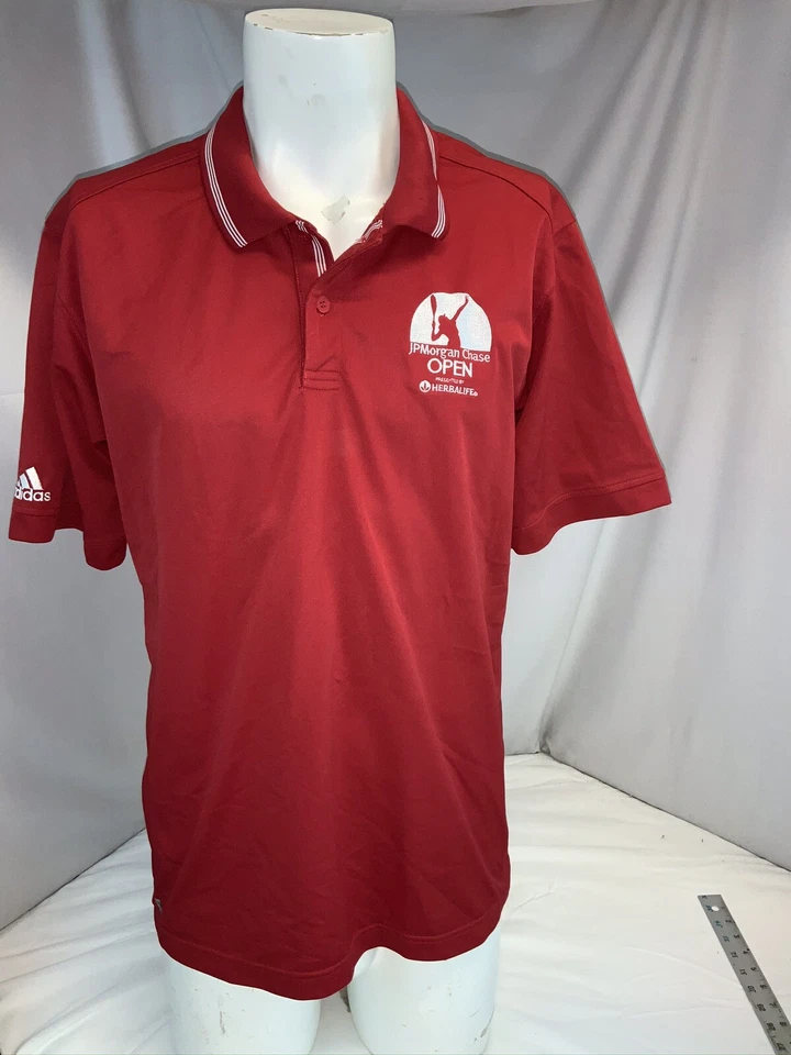 Adidas US Open JPMorgan Chase Polo Tenis Camisa M Hombres Rojo Poli Sin Etiquetas YGI I0-351 Foto 2 de 4
