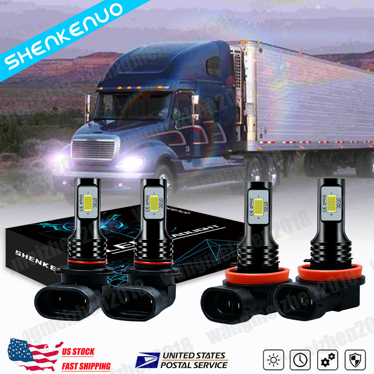 For Freightliner Columbia 19962017 9005 H11 LED Headlight Bulbs Hi Low Beam Kit eBay