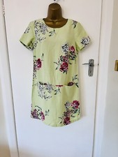 JOULES Size 8 Tunic Shift Dress Linen Floral Print Spring Summer Green Pockets