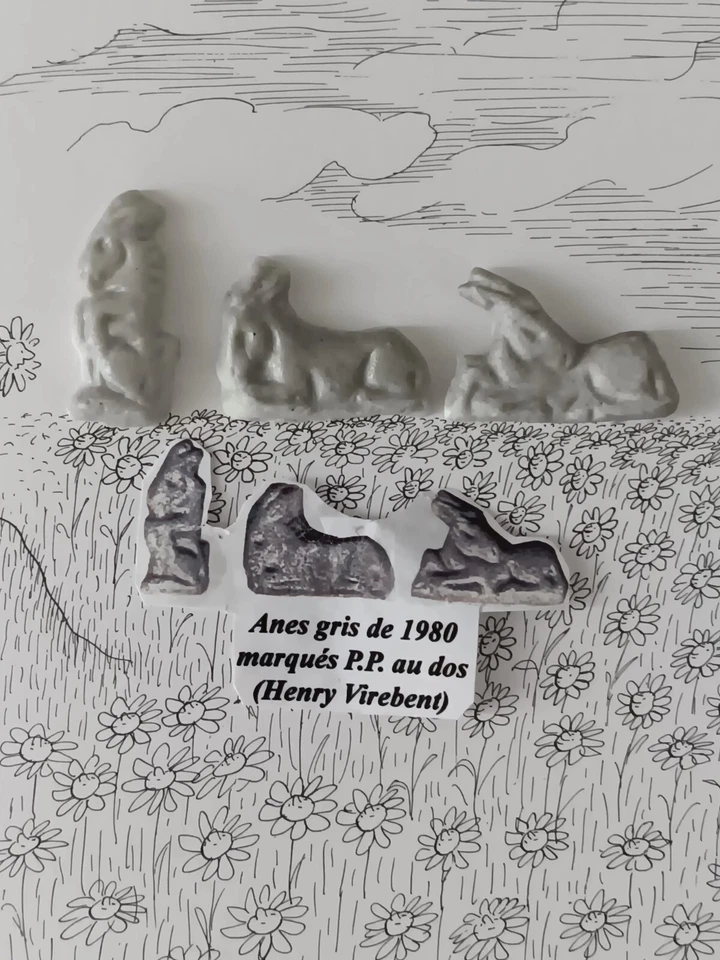 FEVES PAUL POILANE LES 3 ANES GRIS Série complète 1980 Manufacture VIREBENT - Photo 2/4