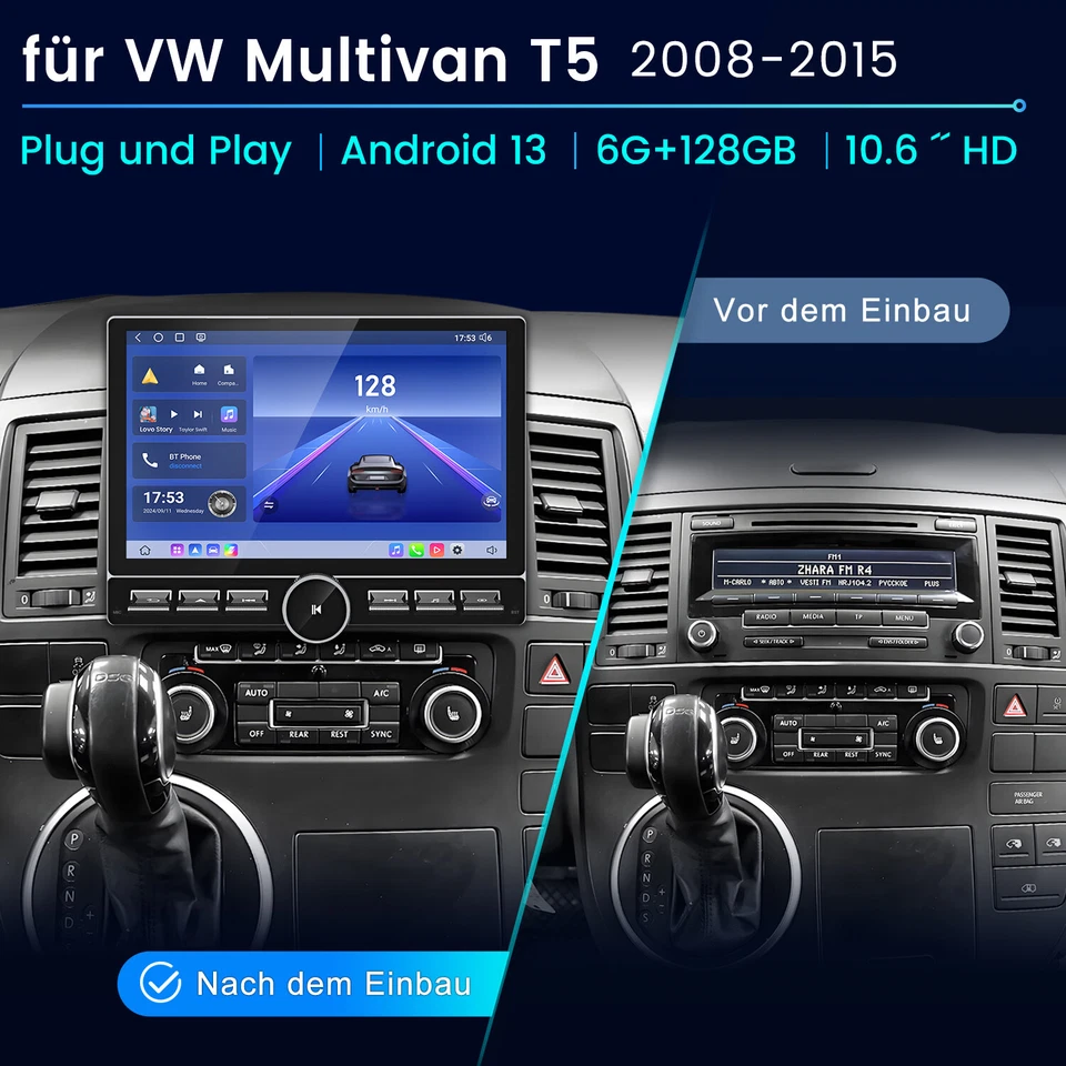 Für VW T6 Transporter Multivan Apple Carplay Android 14 Autoradio GPS DAB 6+128G - Bild 2 von 4