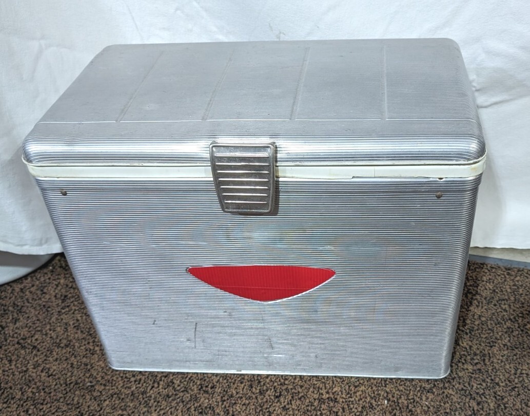 Vintage Poloron Thermaster Ice Chest Cooler All Aluminum Retro Mid