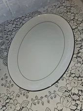 Mikasa 16x12" Serving Platter With A Beautiful Subw Design And Silver Pinstripe