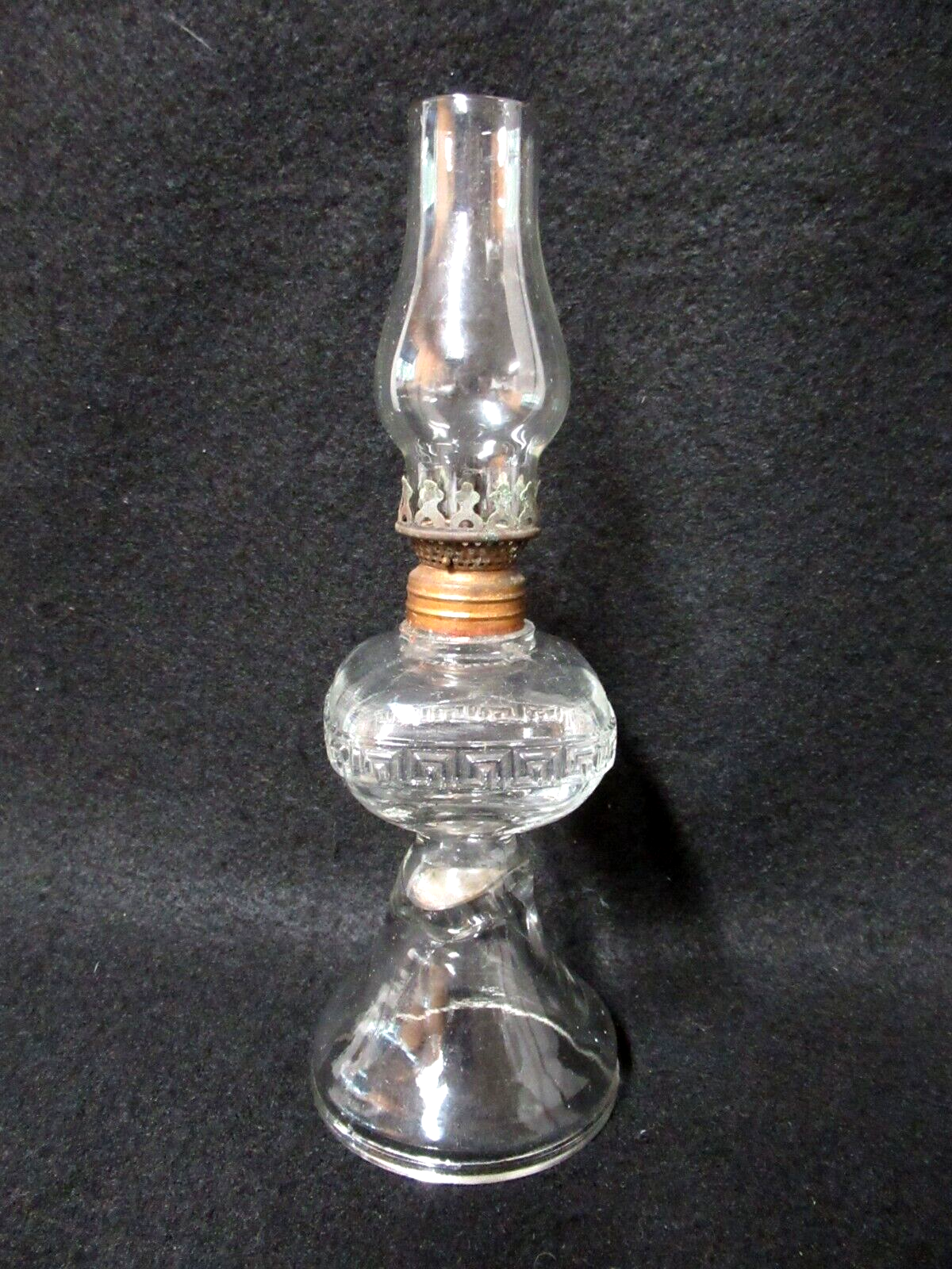 ANTIQUE GREEK KEY MINIATURE OIL LAMP