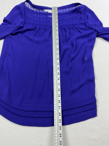 Camicetta Diane von Furstenberg trasparente plissettata manica lunga top in seta viola 4 - Foto 9 di 9