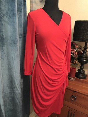 calvin klein red long sleeve dress