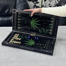 Backgammon Set Wooden, Glass & Epoxy Resin, Game Board, Dice Game, Direct Store