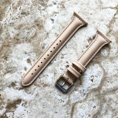 Beige Smooth Slim Leather Band Strap for Huawei Watch GT 2 & GT 46mm Smartwatch