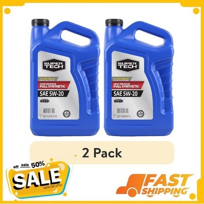 (2 pack) Super Tech High Mileage Full Synthetic SAE 5W-20 Motor Oil, 5 Quarts