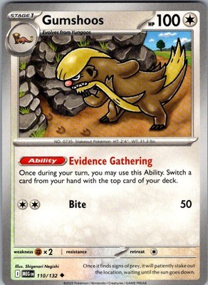 Gumshoos Mega Evolution 110/132 Uncommon Pokemon Near Mint