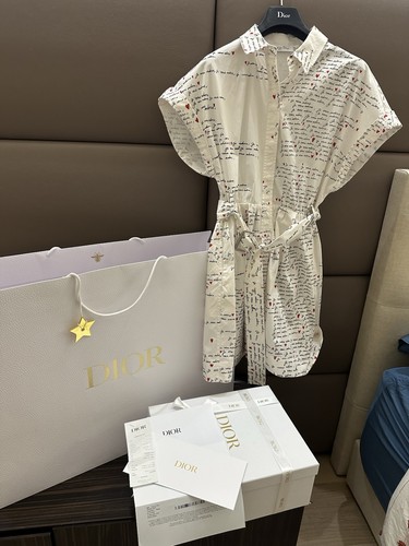 Authentic Dior Dress Dioramour Cotton Belted White Shirtdress FR40 RPP$4800