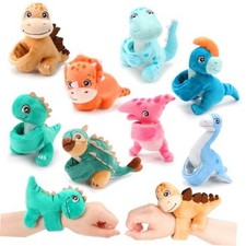 8 Pack Kids Plush Gifts Stuffed Animal Cat Slap Bracelets - 8 Inch Dinosaur