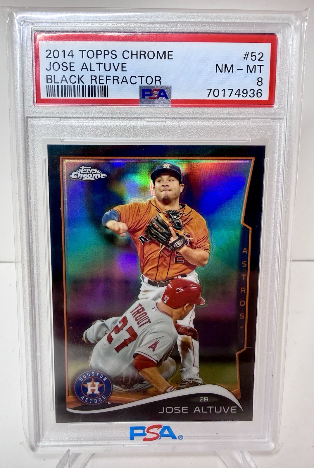 Jose Altuve 2014 Topps Chrome #52 Black Refractor #/100 Houston Astros PSA 8 MLB