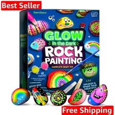 Kids Rock Painting Kit - Glow in The Dark - Christmas Gifts Arts & Crafts for...