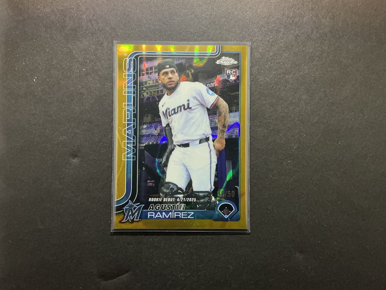 2025 Topps Chrome Update Agustin Ramirez Gold Lava /50 Debut Marlins RC #USC38
