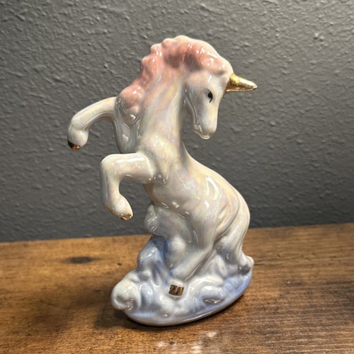 Vintage Lusterware Porcelain Unicorn Figurine Fantasy Iridescent Collectible