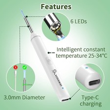 Electric Ear Wax Removal Kit,1920P HD Ear Cleaner,WiFi Otoscope with 6 LED Clean