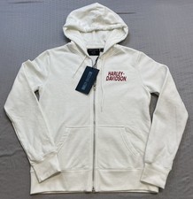 NEW HARLEY DAVIDSON 96603-22VW Women's #1 Zip Front Hoodie - Bright White XL