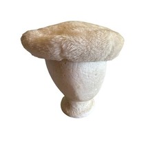 Vintage 1960s White Faux Fur Fascinator Beret Hat One Size