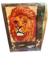 Vintage MH Latch Hook Kit NEW Lion Model 18020 18x24 Box Damage
