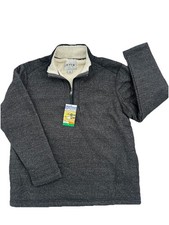 Orvis Men's Sweater XL Grey Pullover Sherpa Fleece 1/4 Zip Pockets NWT