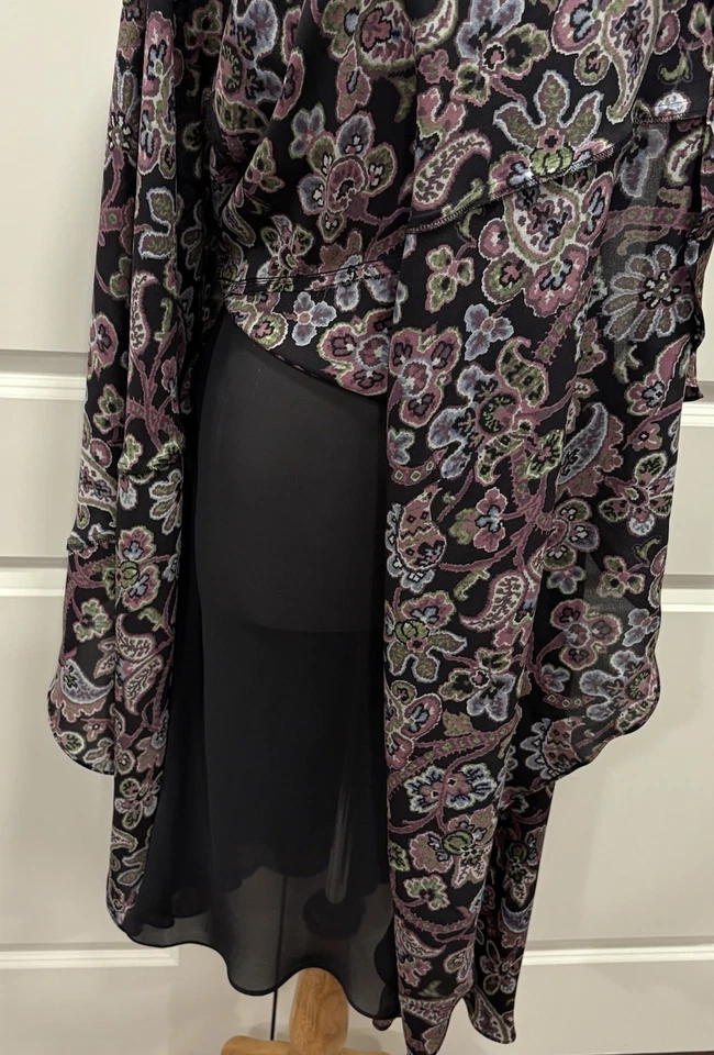 Falda midi vintage años 90 Jones New York seda para mujer 14 cachemira floral grunge boho Foto 3 de 4