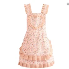 Heart-Shaped Floral Kitchen Apron with Canvas Straps Cooking Accessory