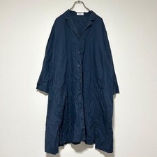 UNIQLO Shirt Dress S Navy Cotton Linen Blend Long Cardigan Washable Casual