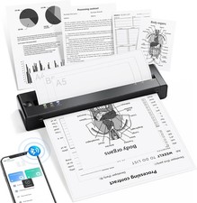 Portable Thermal Printer A4, Inkless Bluetooth Mobile Printer 203DPI Wireless