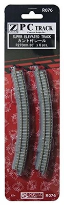 Rokuhan Z Gauge R076 PC Track with Canted Rails, R270-30° (Pack of 6) - image 1 of 2