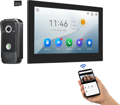 Wifi Wired Video Doorbell System (Wiring Required), 10 Inch High-Definition Moni