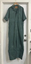 Vintage Red Kap Coverall Green Short Sleeve Men's 44 Work Jumpsuit MADE IN USA
